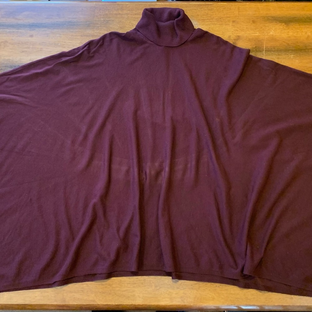 Alfani Turtleneck Poncho Sweater XL Burgundy Warm